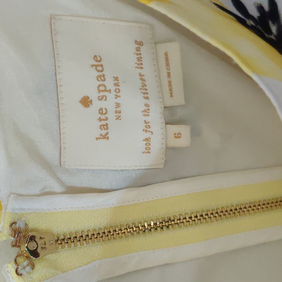Kate Spade Yellow Black Silk Organza Dress Size 6 - Picture 9 of 12